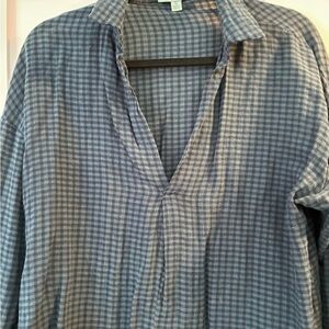 Blue Checkered Long Sleeve Shirt